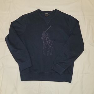 Ralph Lauren Polo Big Pony Double-Knit Sweatshirt Large Navy Blue